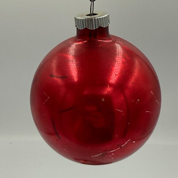 2 VINTAGE  SHINY BRITE MADE USA GLASS Christmas Ornaments Red and Pink 3" - Picture 9 of 14